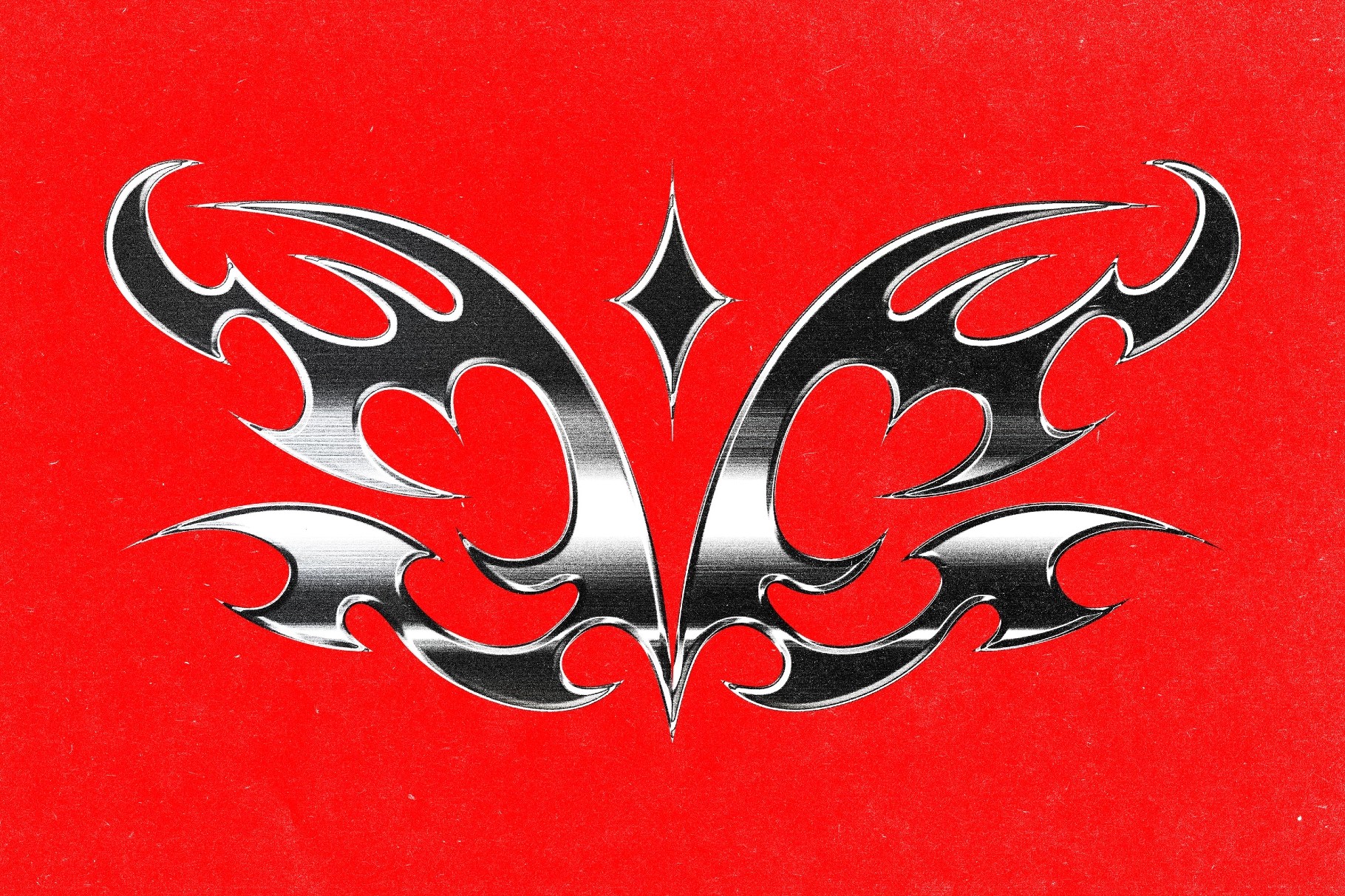 Vintage Dark Chrome Text & Logo Effect