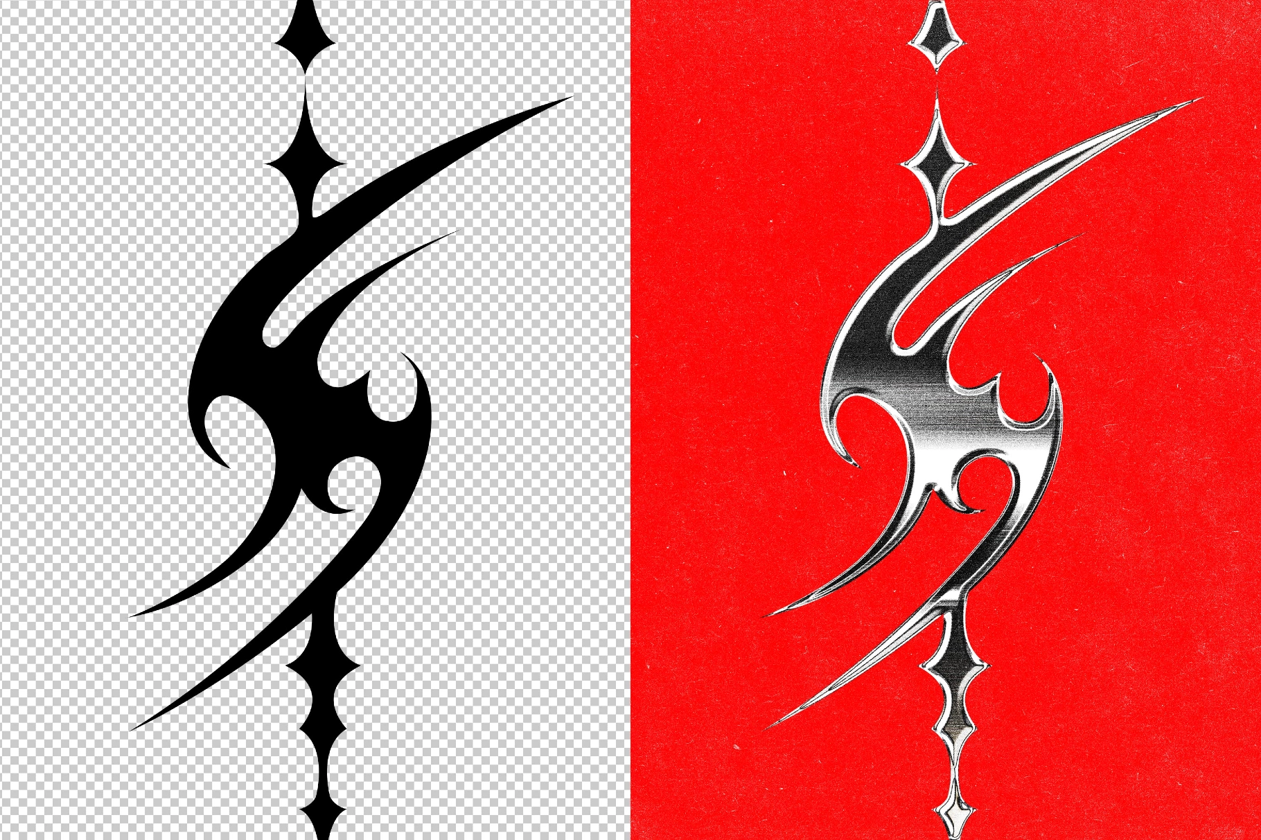 Vintage Dark Chrome Text & Logo Effect