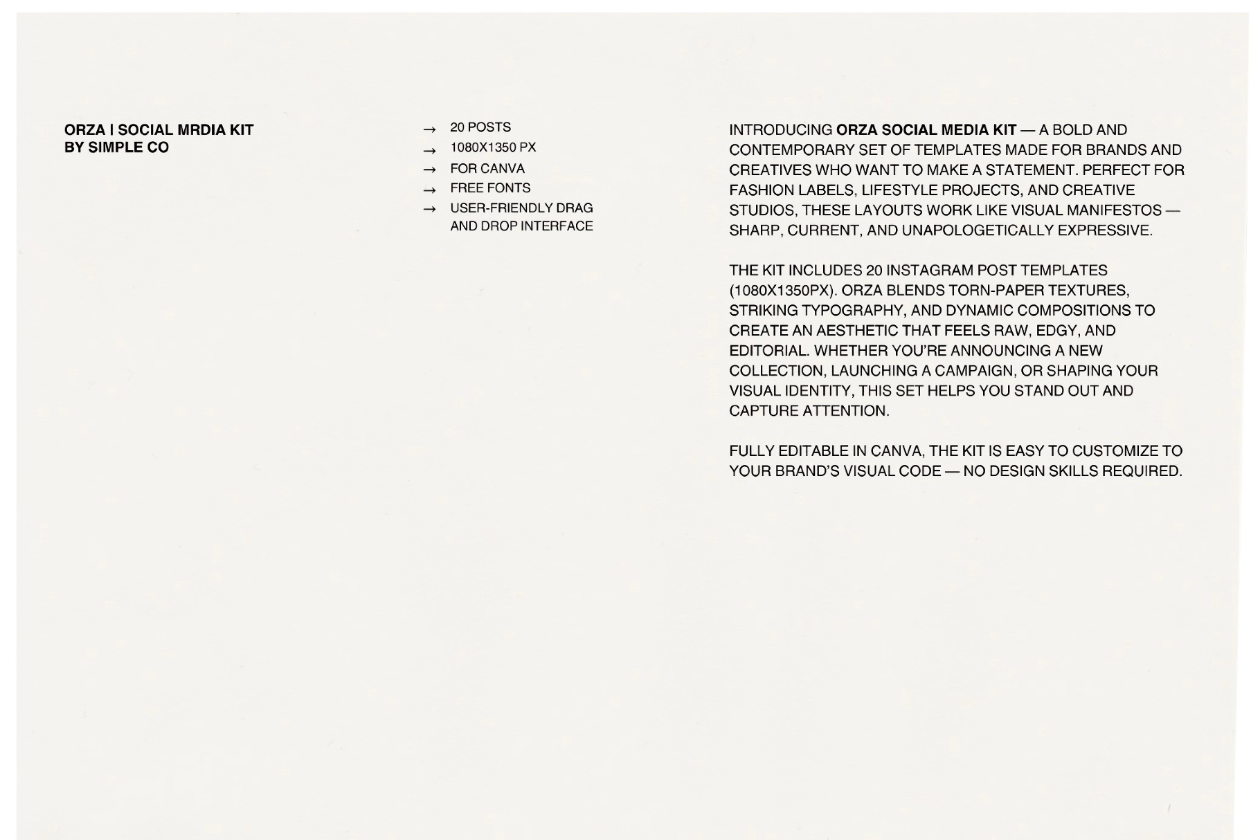 ORZA | SOCIAL MEDIA KIT