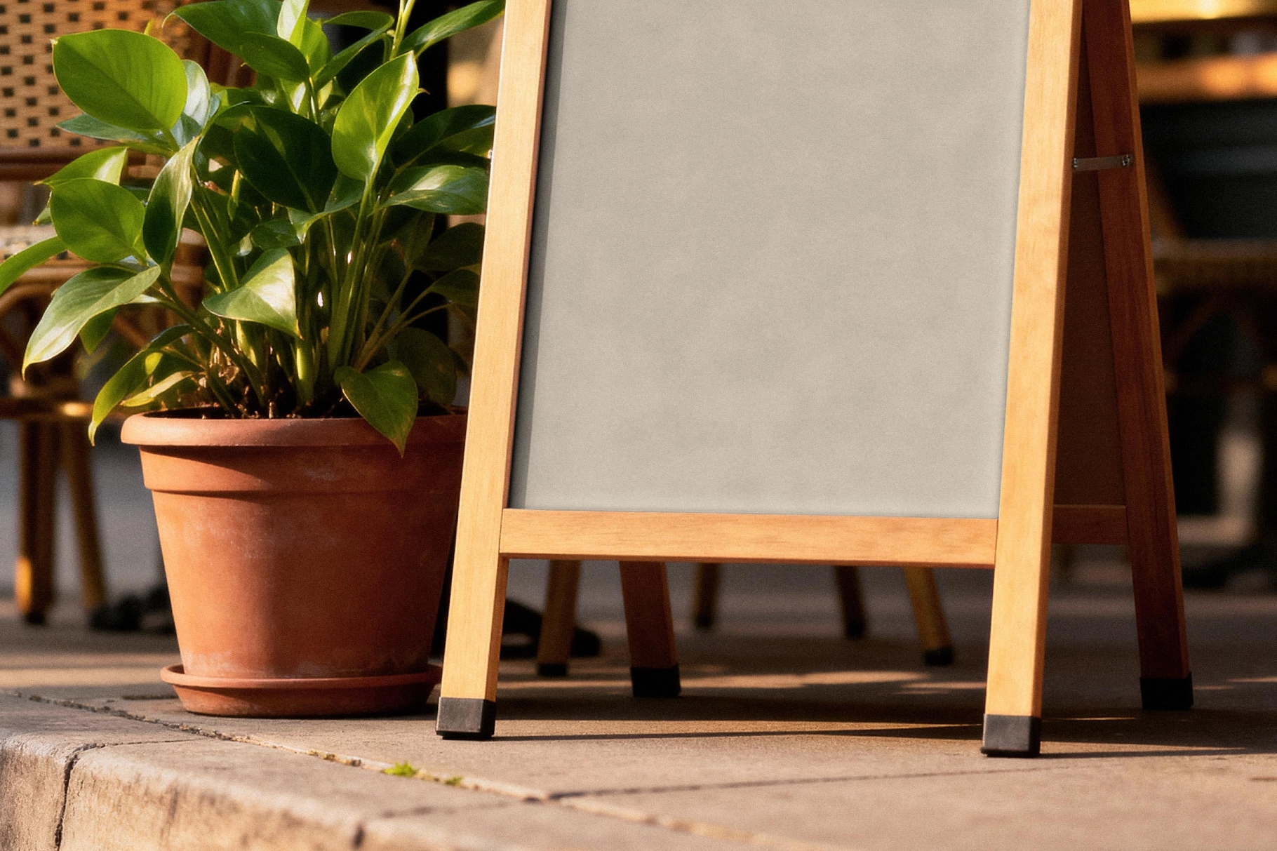 Wooden Sandwich Board Sign Mockup