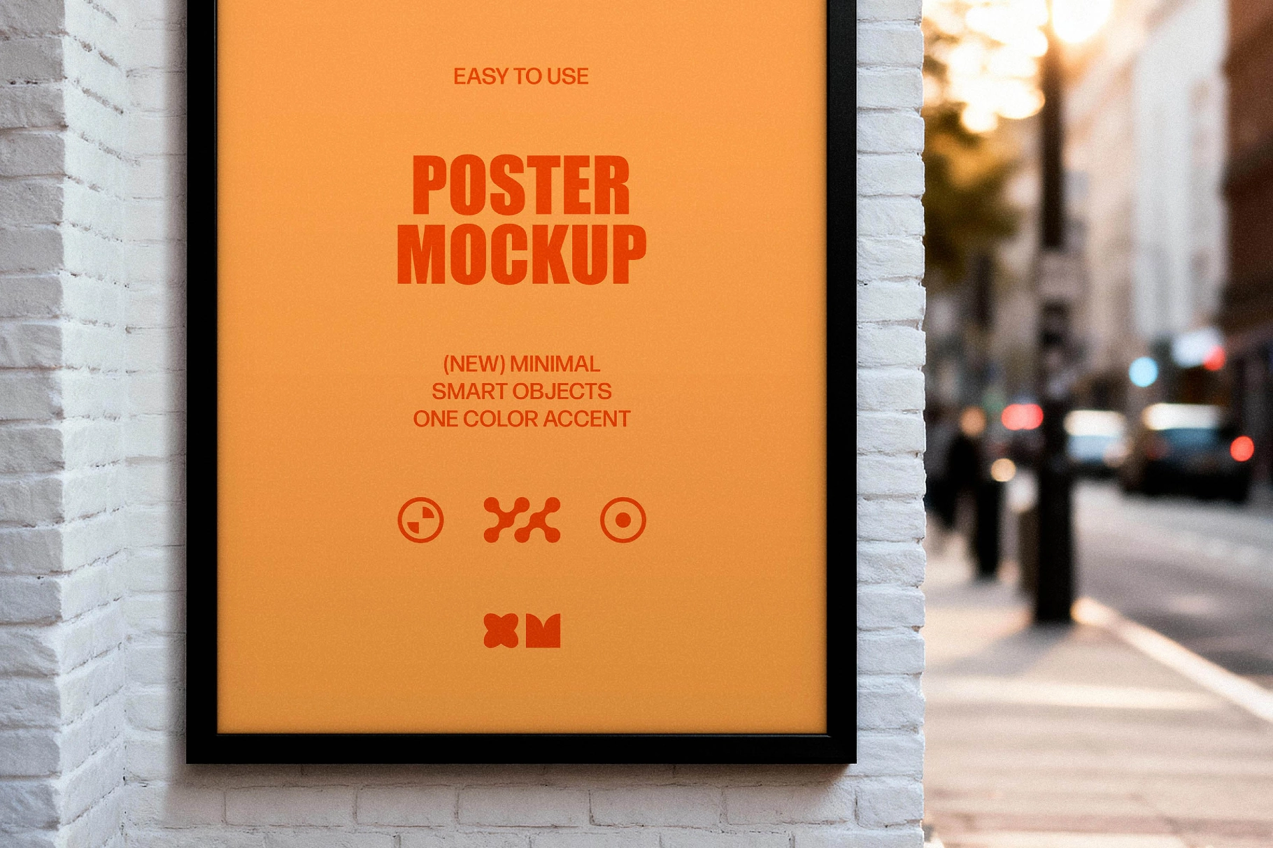 White Brick Wall Poster Mockup