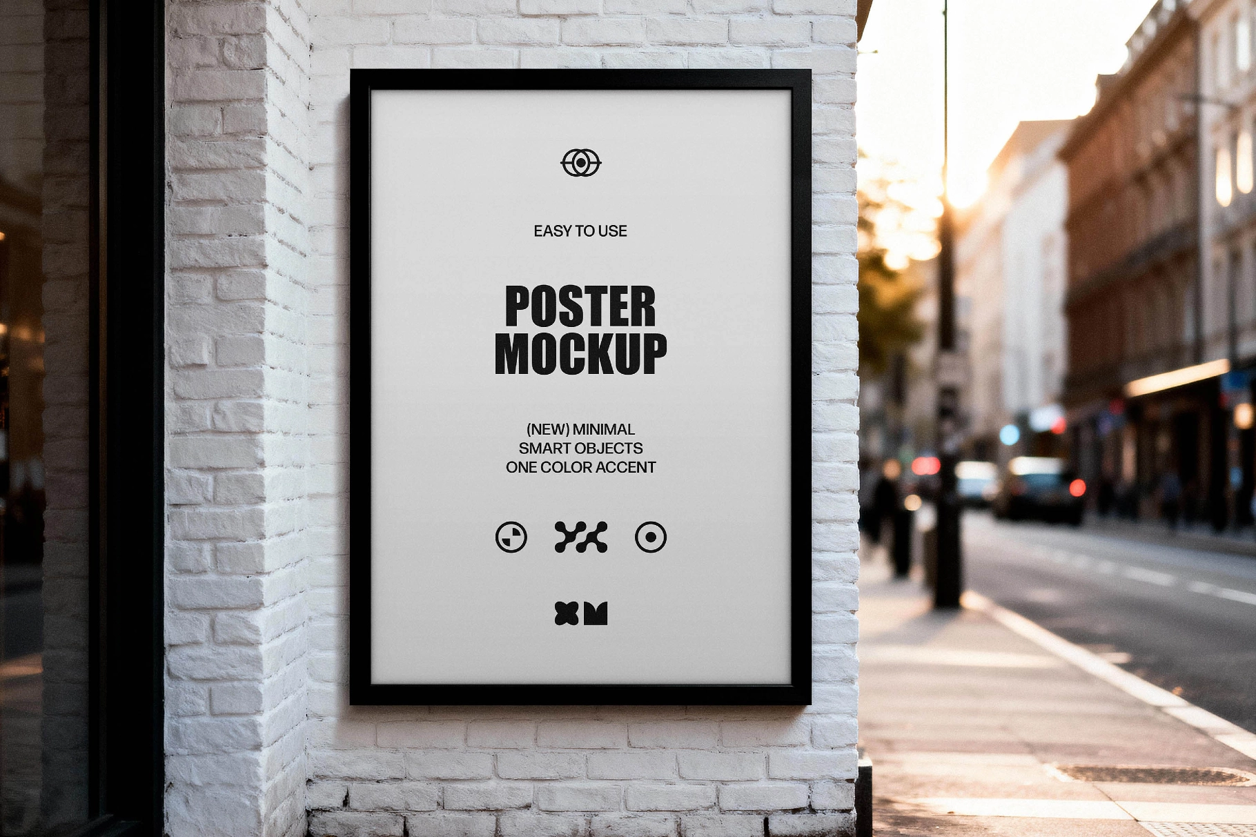 White Brick Wall Poster Mockup