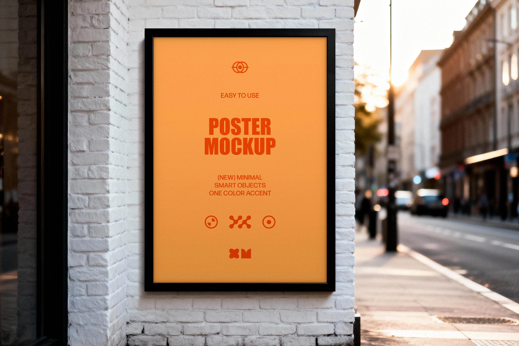 White Brick Wall Poster Mockup