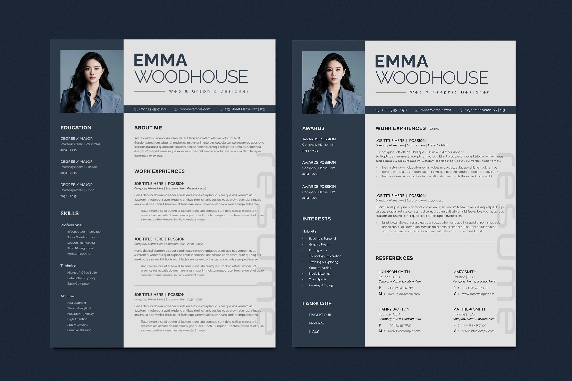 Resume Template 3 Pages with Photo