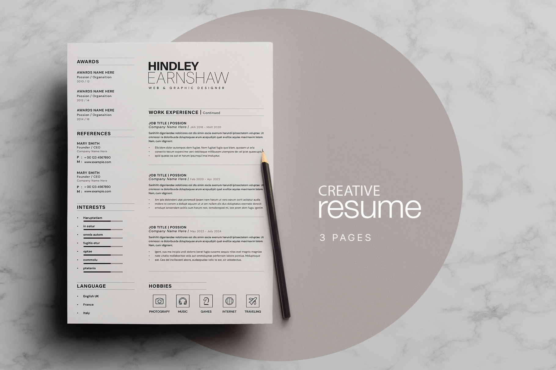 Creative 3 Page Resume Template