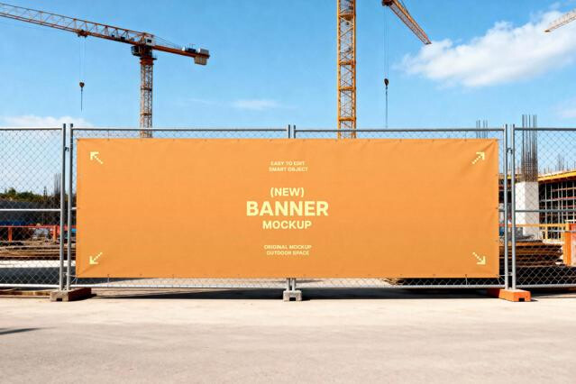 Construction Fence Banner Mockup