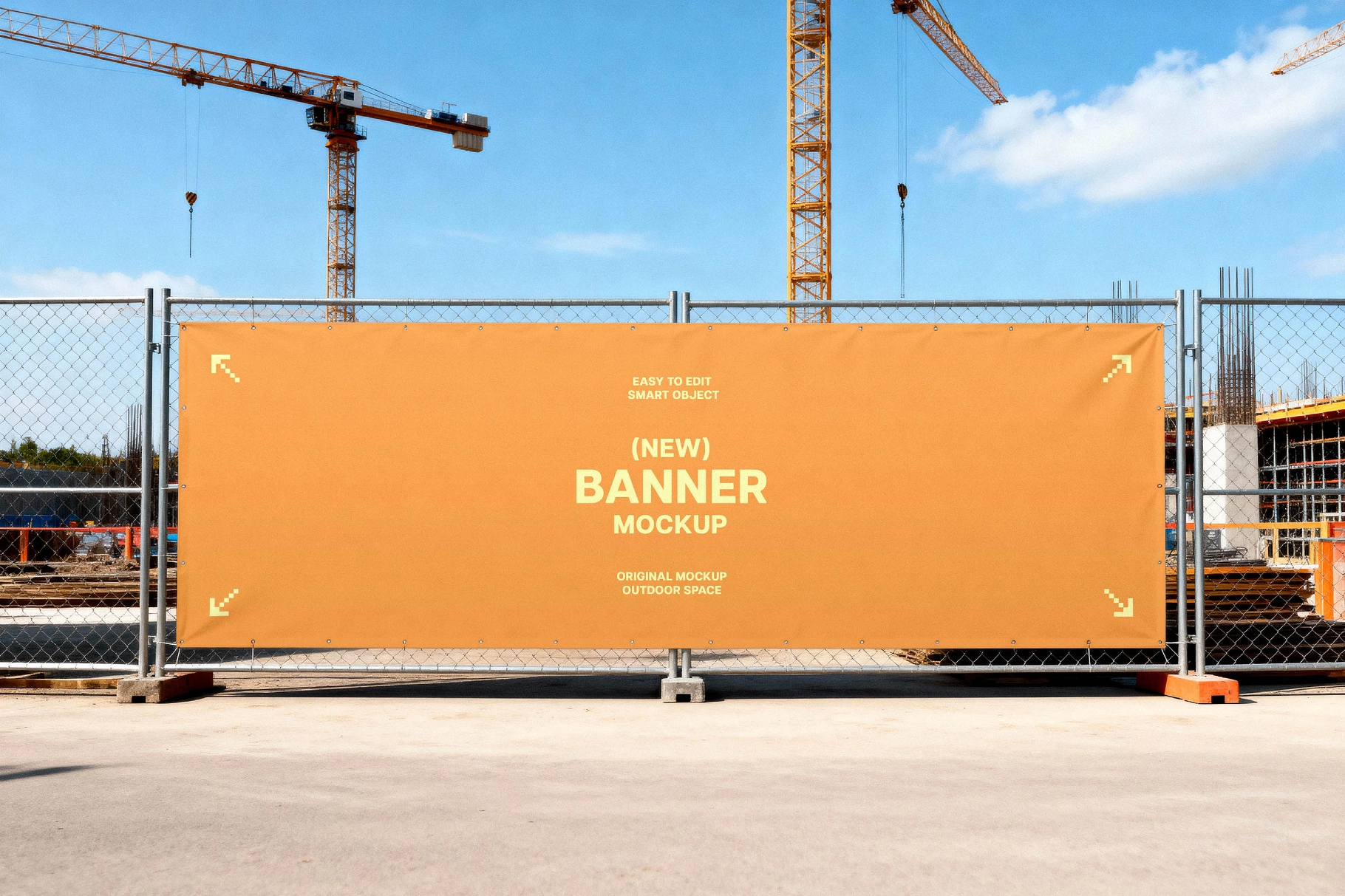 Construction Fence Banner Mockup