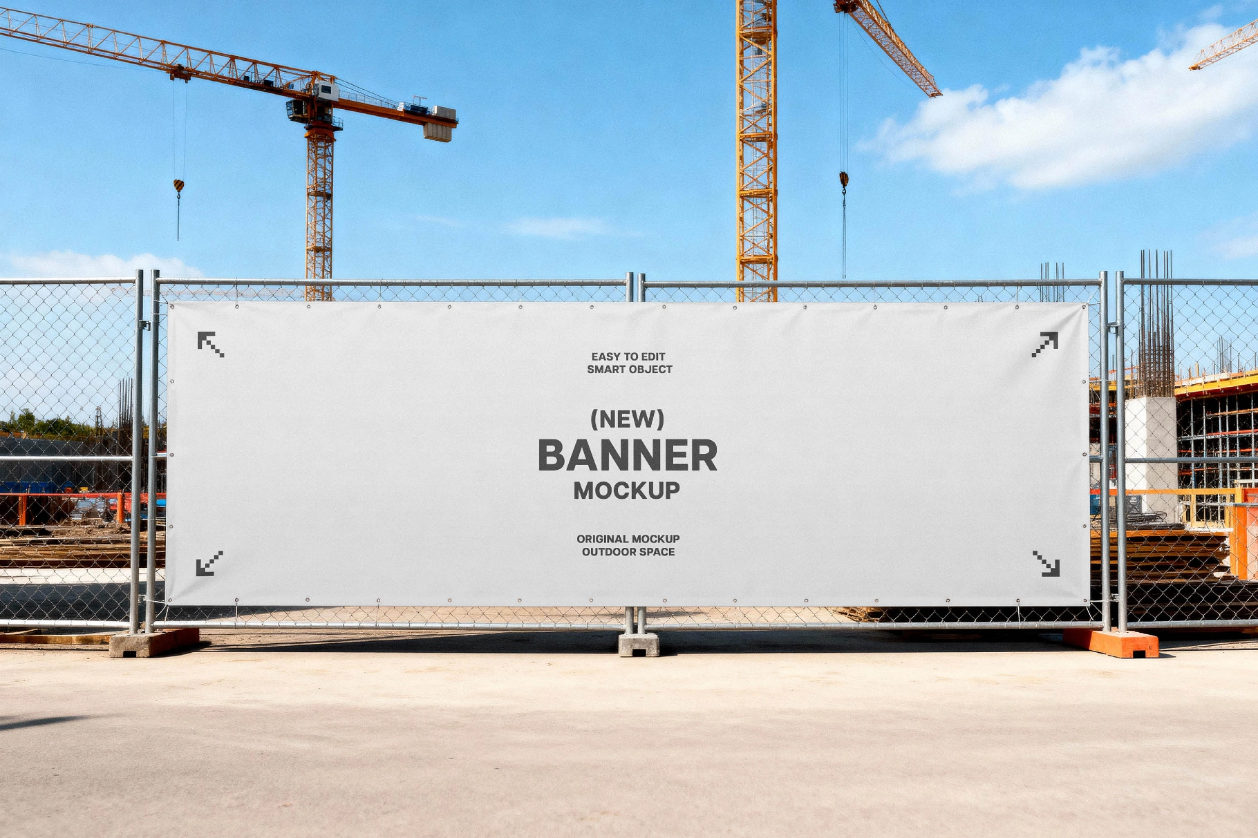 Construction Fence Banner Mockup