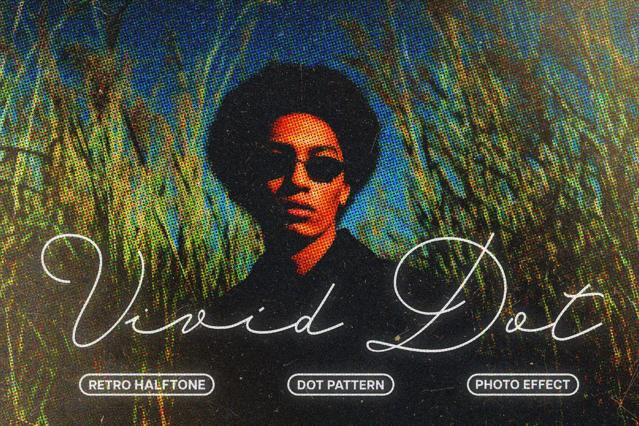 Vivid Dot Halftone Photo Effect