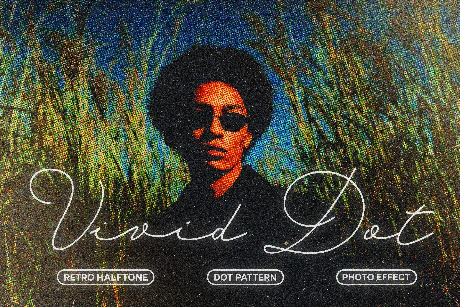 Vivid Dot Halftone Photo Effect