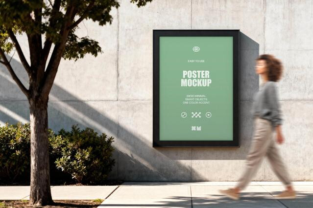 Sidewalk Poster Display Mockup
