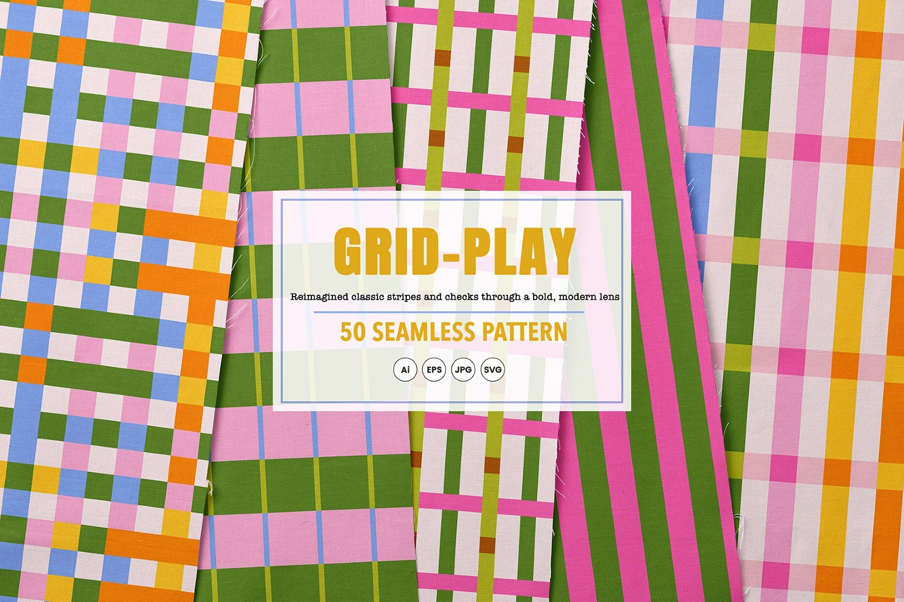 Grid Play -  Stripes & Plaids Seamless Patterns