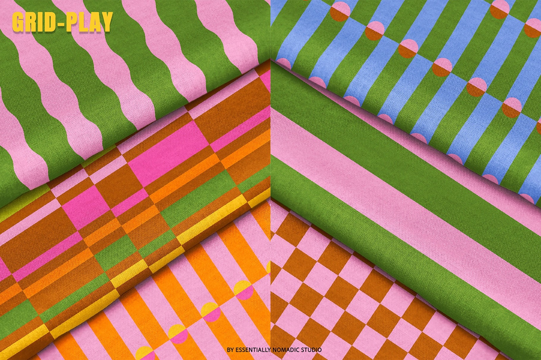 Grid Play -  Stripes & Plaids Seamless Patterns