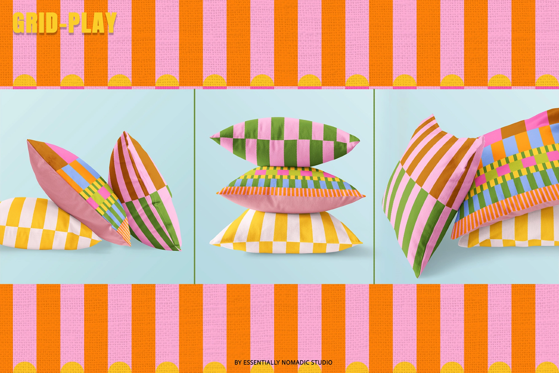 Grid Play -  Stripes & Plaids Seamless Patterns