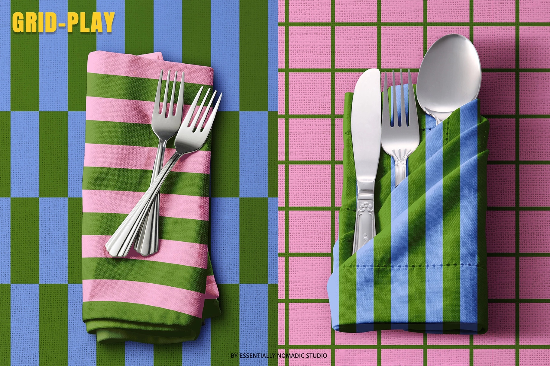 Grid Play -  Stripes & Plaids Seamless Patterns