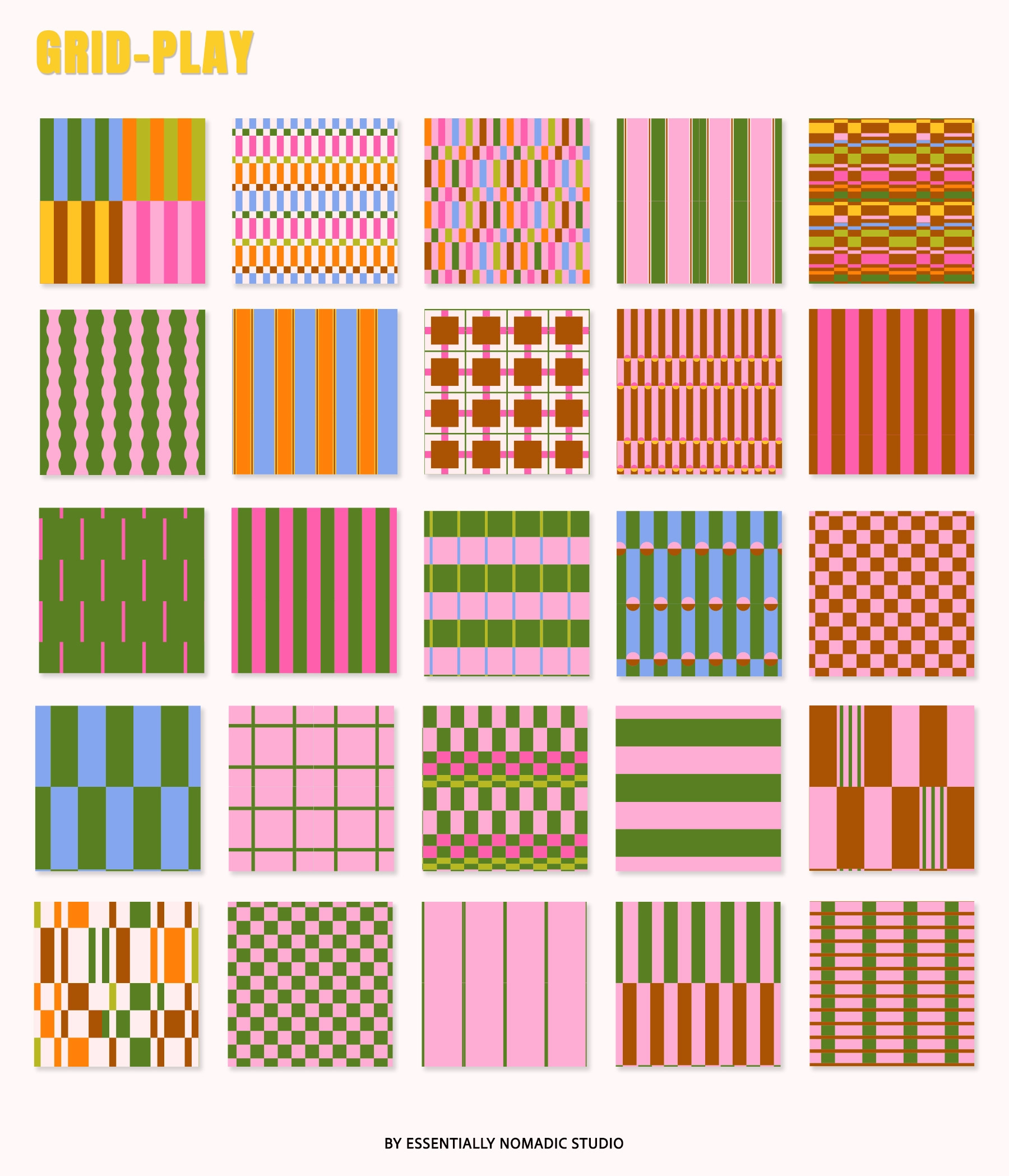 Grid Play -  Stripes & Plaids Seamless Patterns