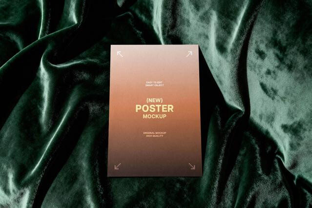 Poster Mockup on Velvet Fabric