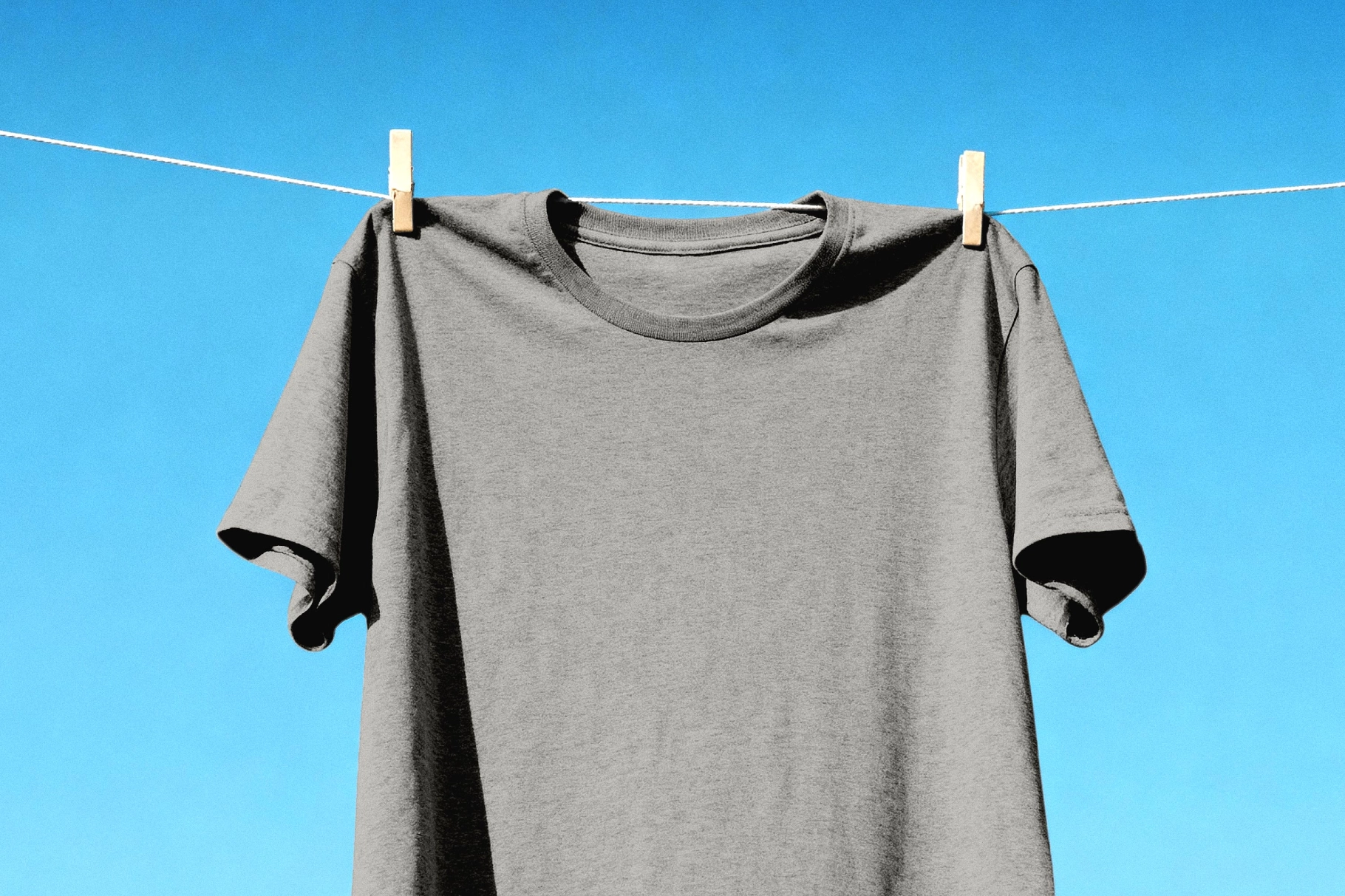 Hanging T-Shirt Mockup on Clothesline