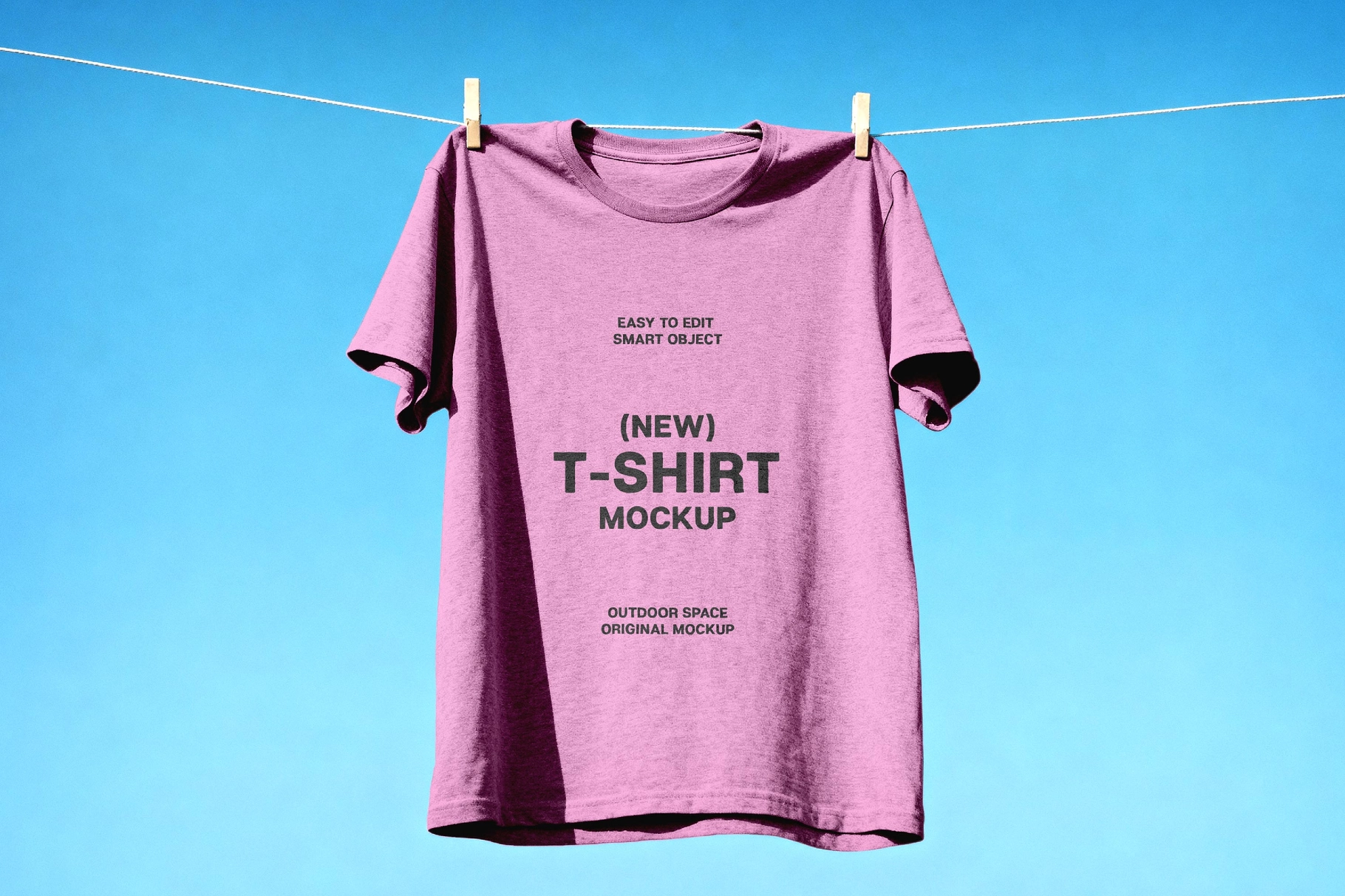 Hanging T-Shirt Mockup on Clothesline