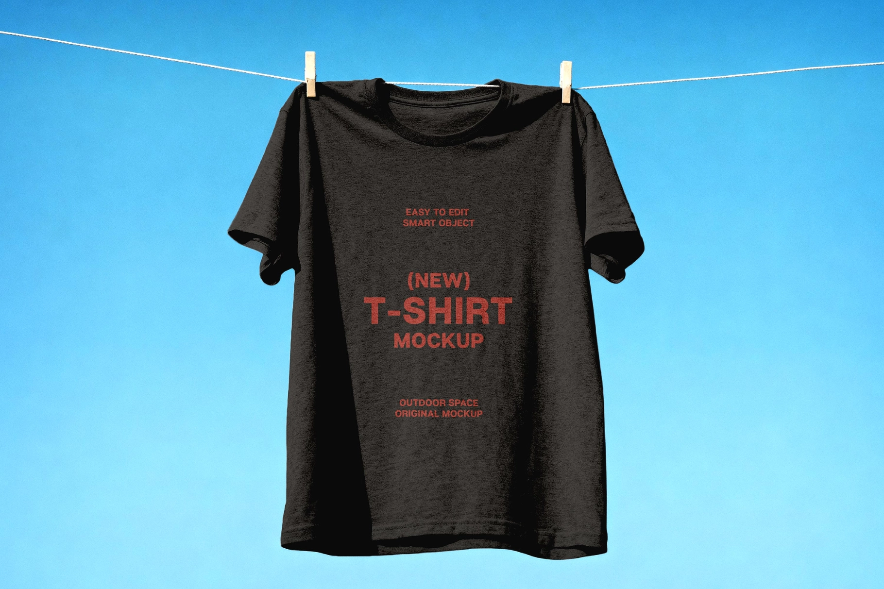 Hanging T-Shirt Mockup on Clothesline