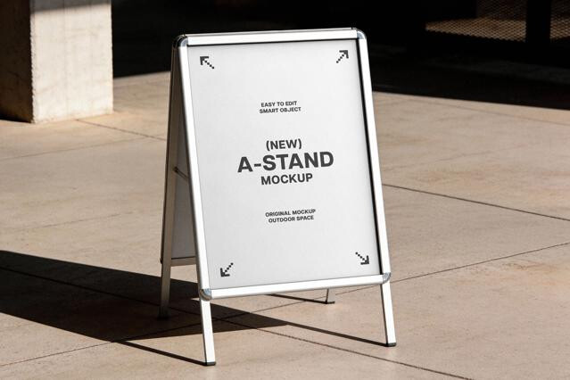Street-Level Folding Sign Mockup