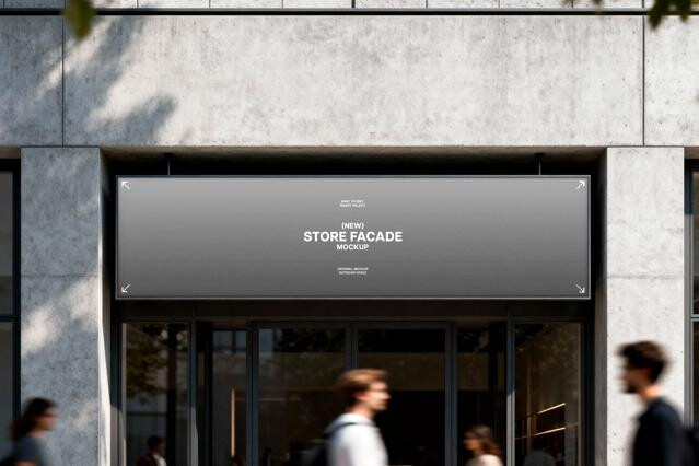 Store Facade Signboard Mockup