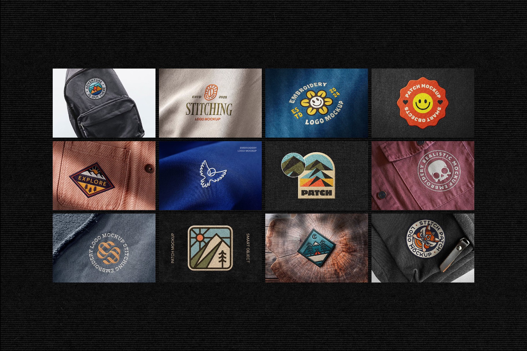 Embroidery Mockups: 12-in-1 Bundle