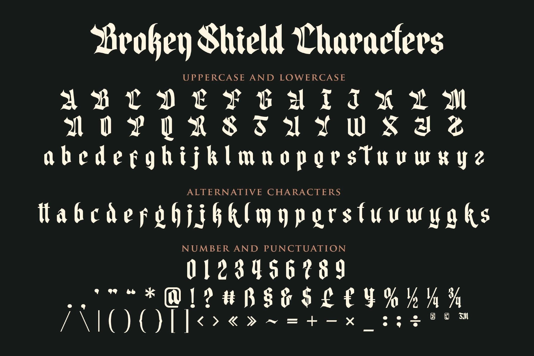 Broken Shield a Gothic Blackletter Font