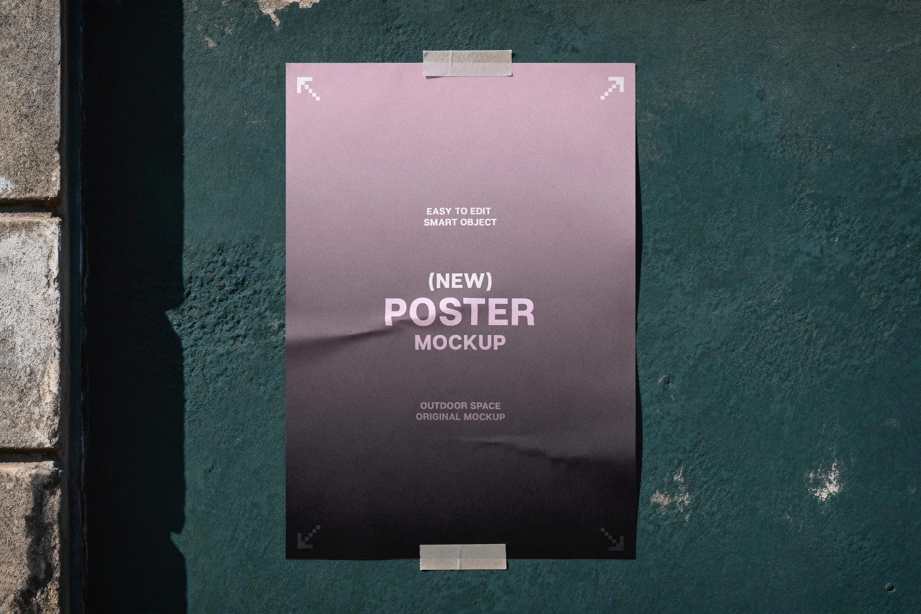 Taped Wall Poster Mockup