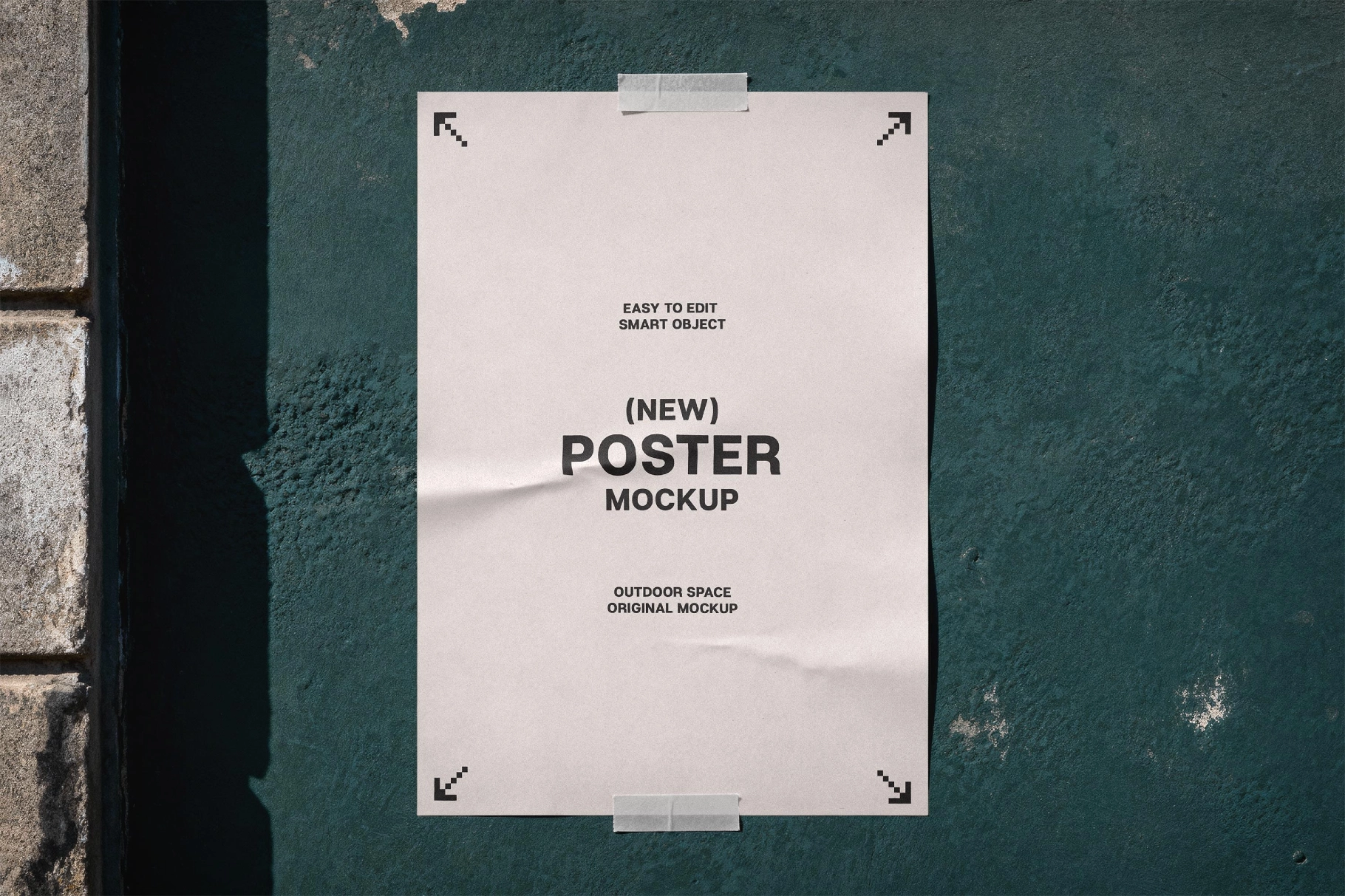Taped Wall Poster Mockup