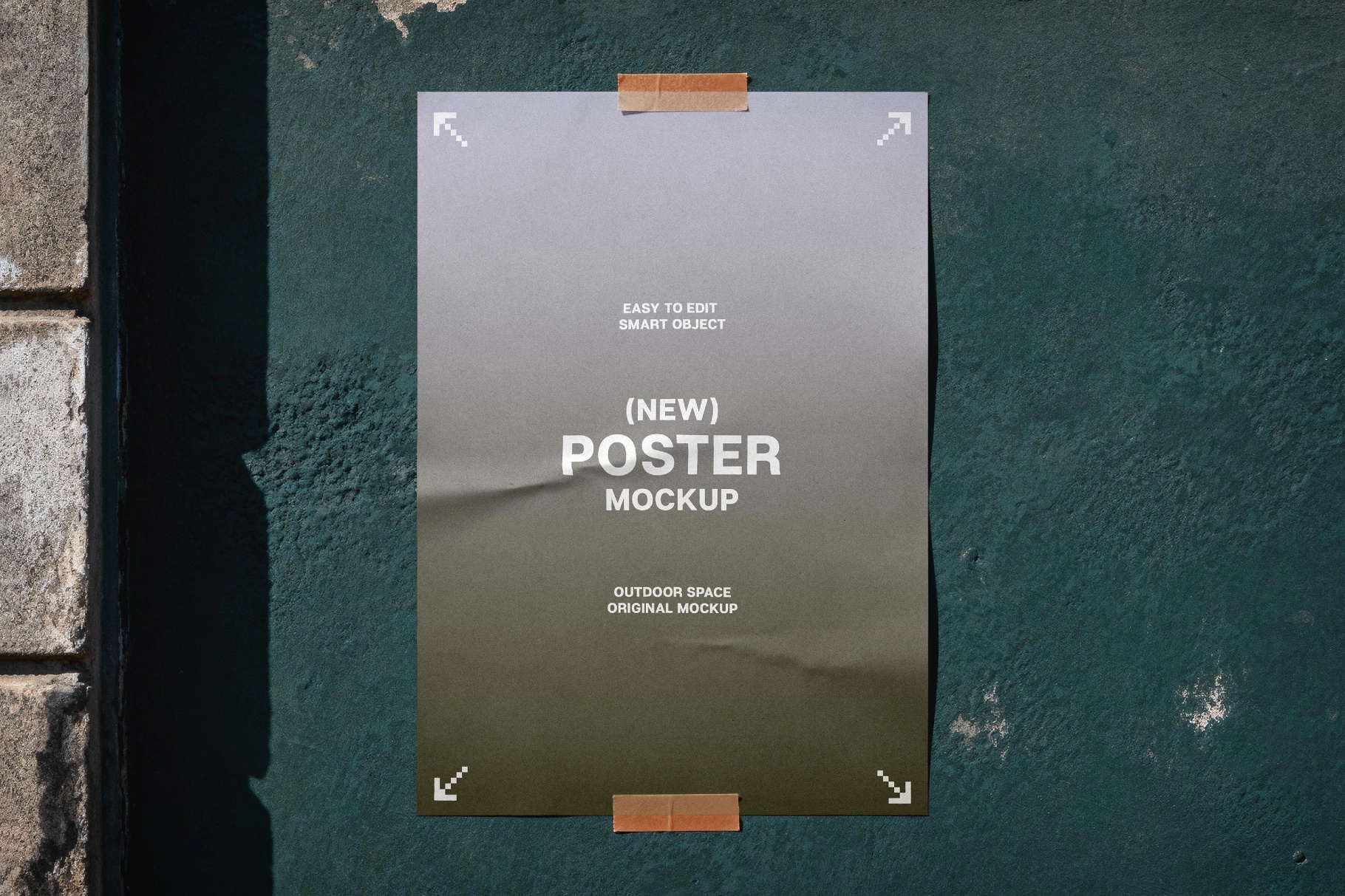 Taped Wall Poster Mockup