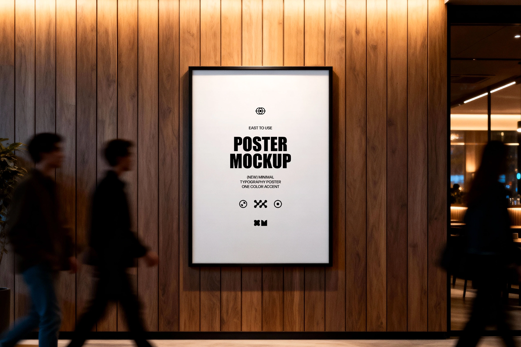 Wooden Panel Wall Poster Mockup