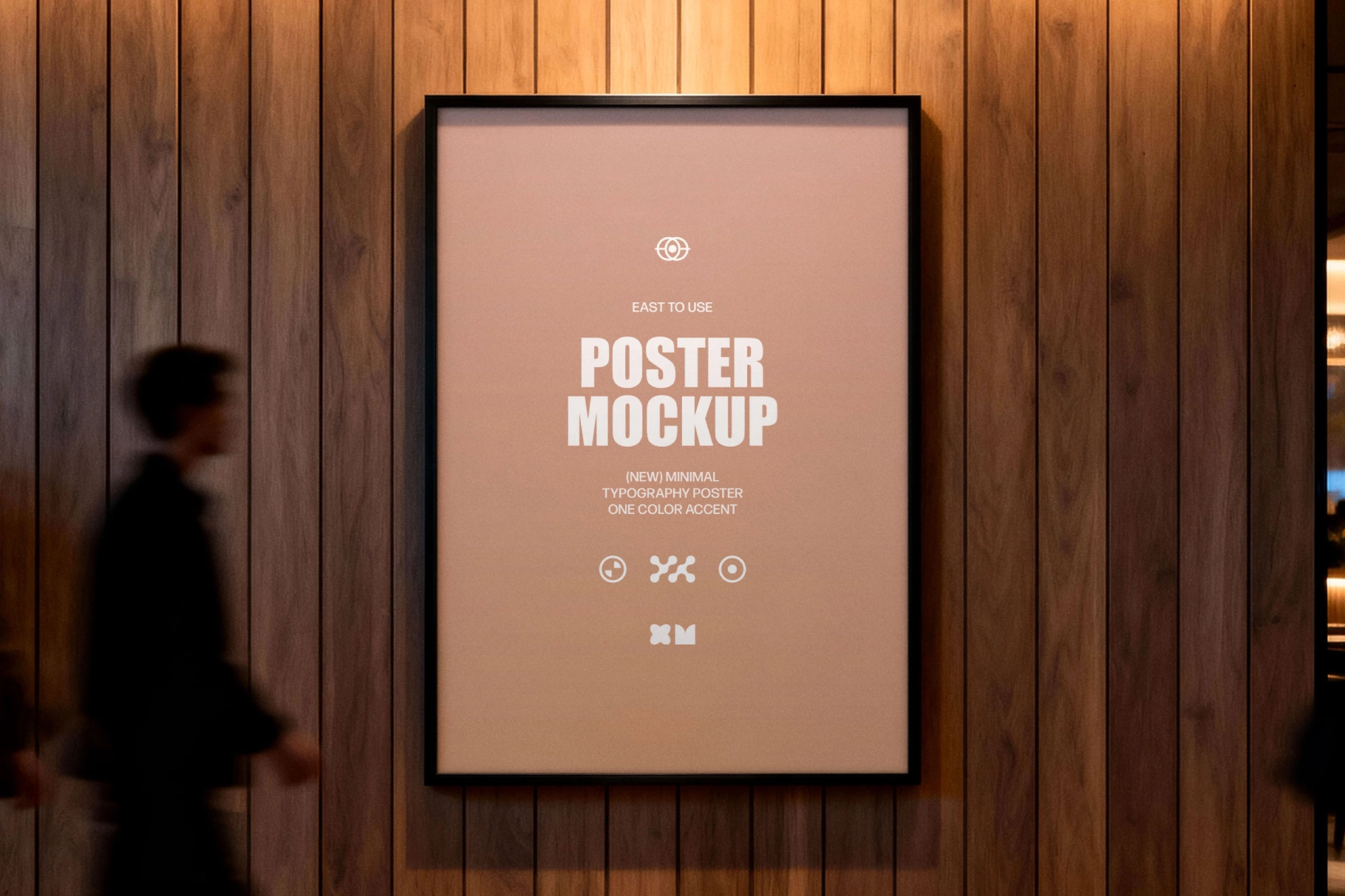 Wooden Panel Wall Poster Mockup