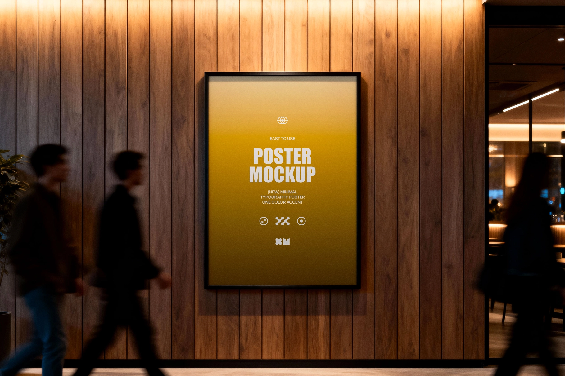 Wooden Panel Wall Poster Mockup