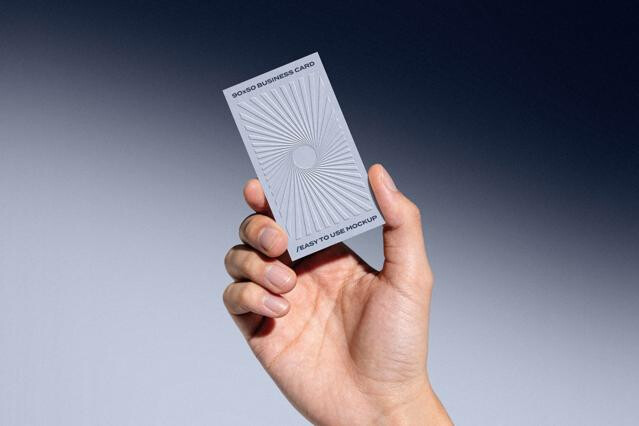 90x50 Business Card in Hand Mockup