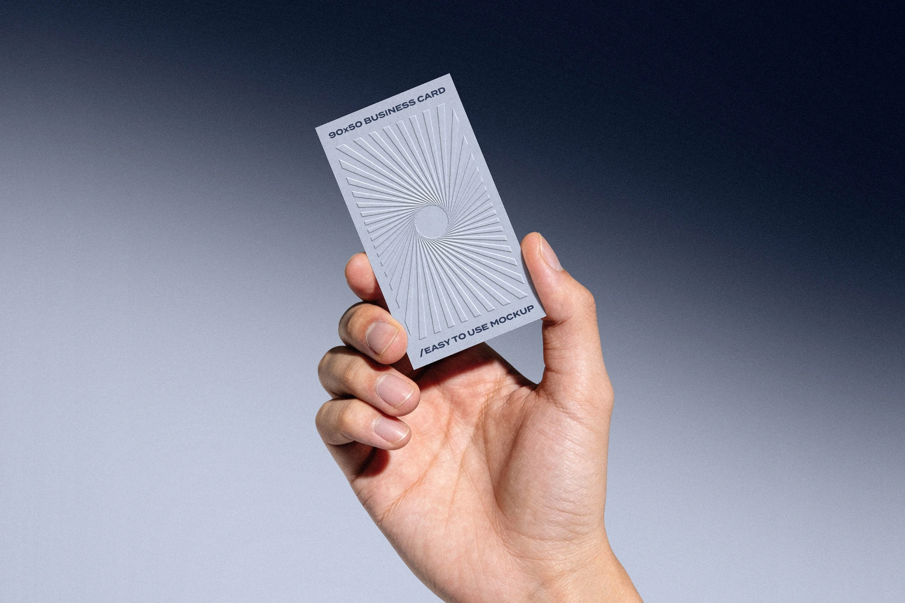 90x50 Business Card in Hand Mockup