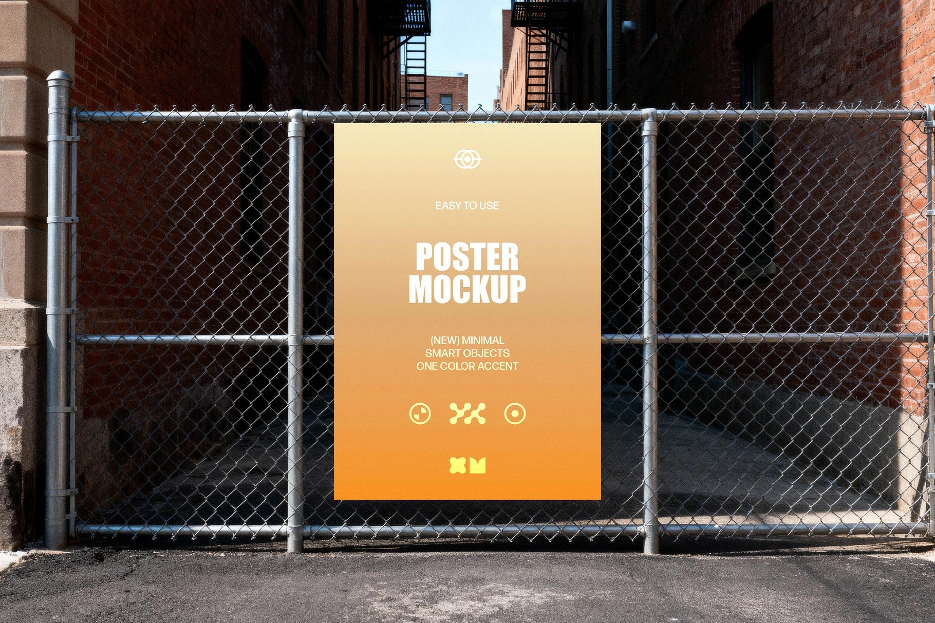 Steel-Wire Fence Poster Mockup