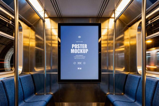 Subway Car Digital Screen Mockup