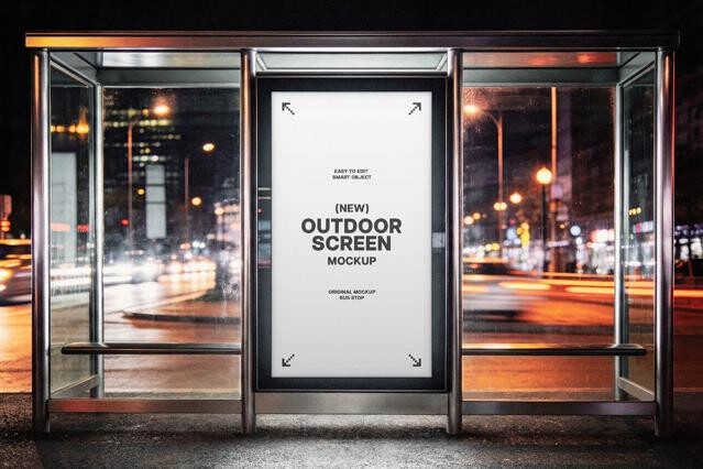 Vertical Bus Stop Screen Mockup