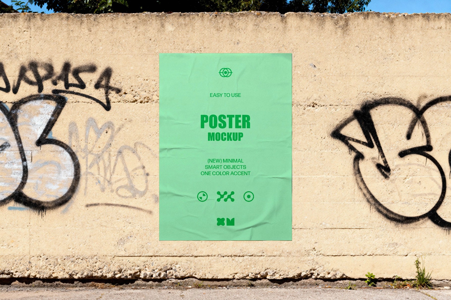 Paper Poster Mockup on Graffiti Wall