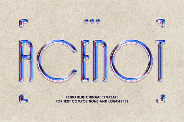 Retro Blue Chrome Text Effect