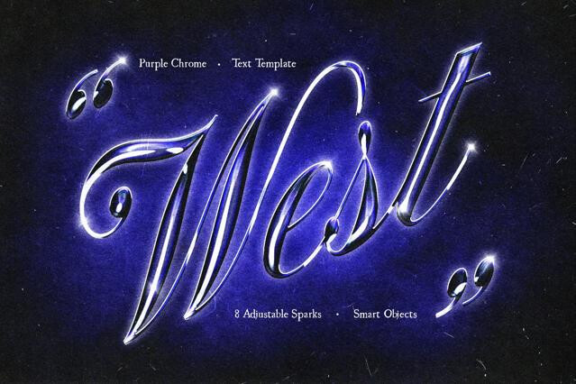 Dark Purple Chrome Text Effect