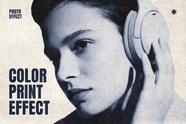 Color Halftone Print Photo Effect