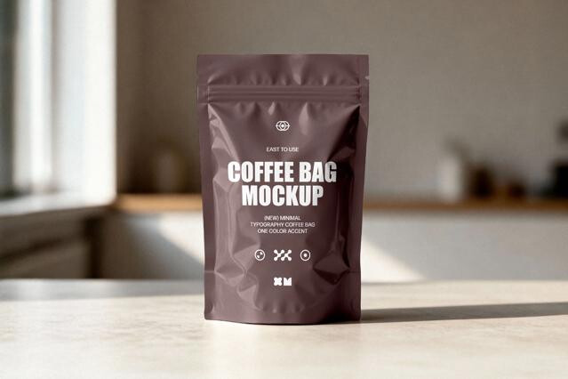 Coffee Bag Mockup on Countertop