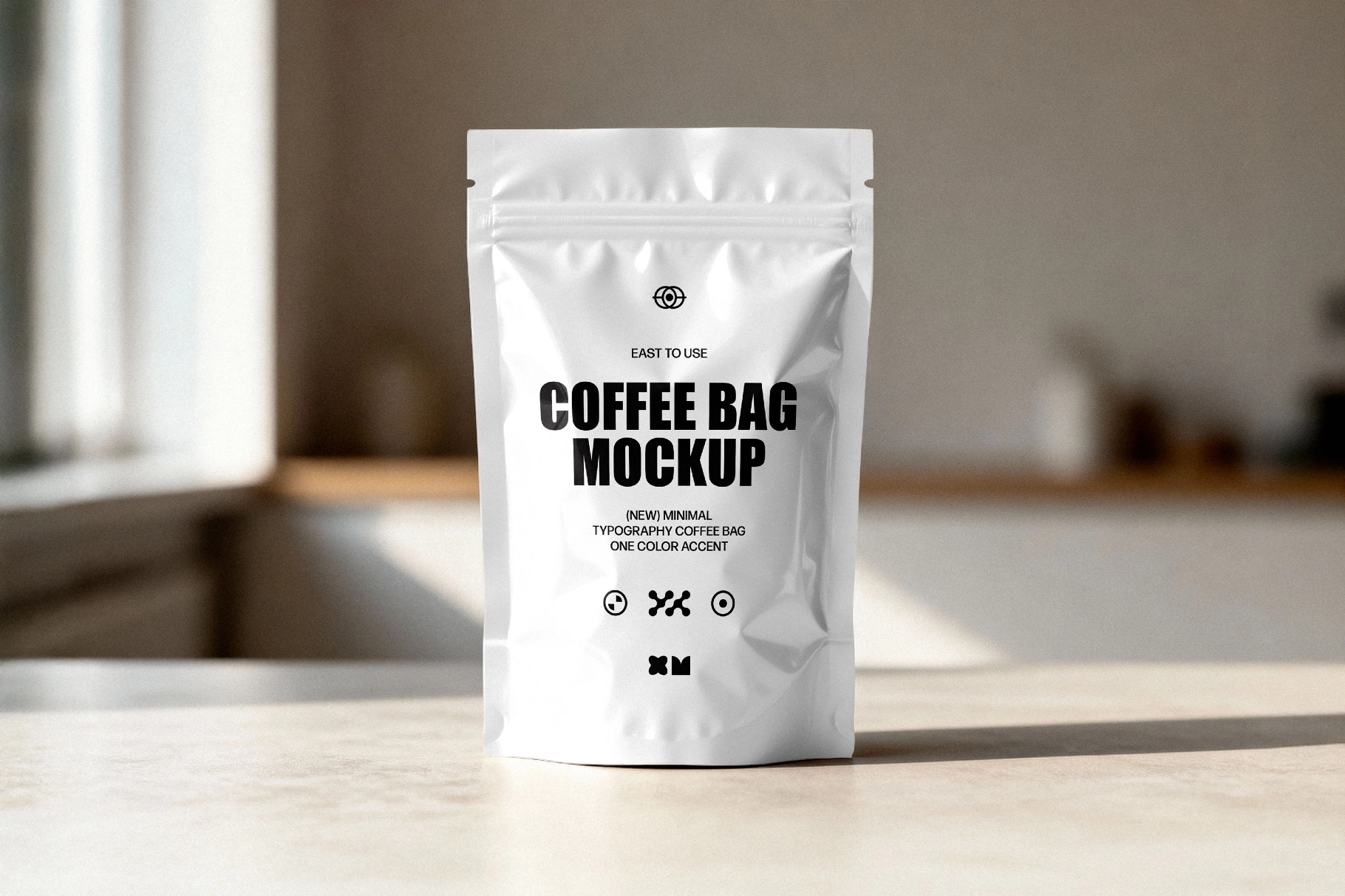 Coffee Bag Mockup on Countertop