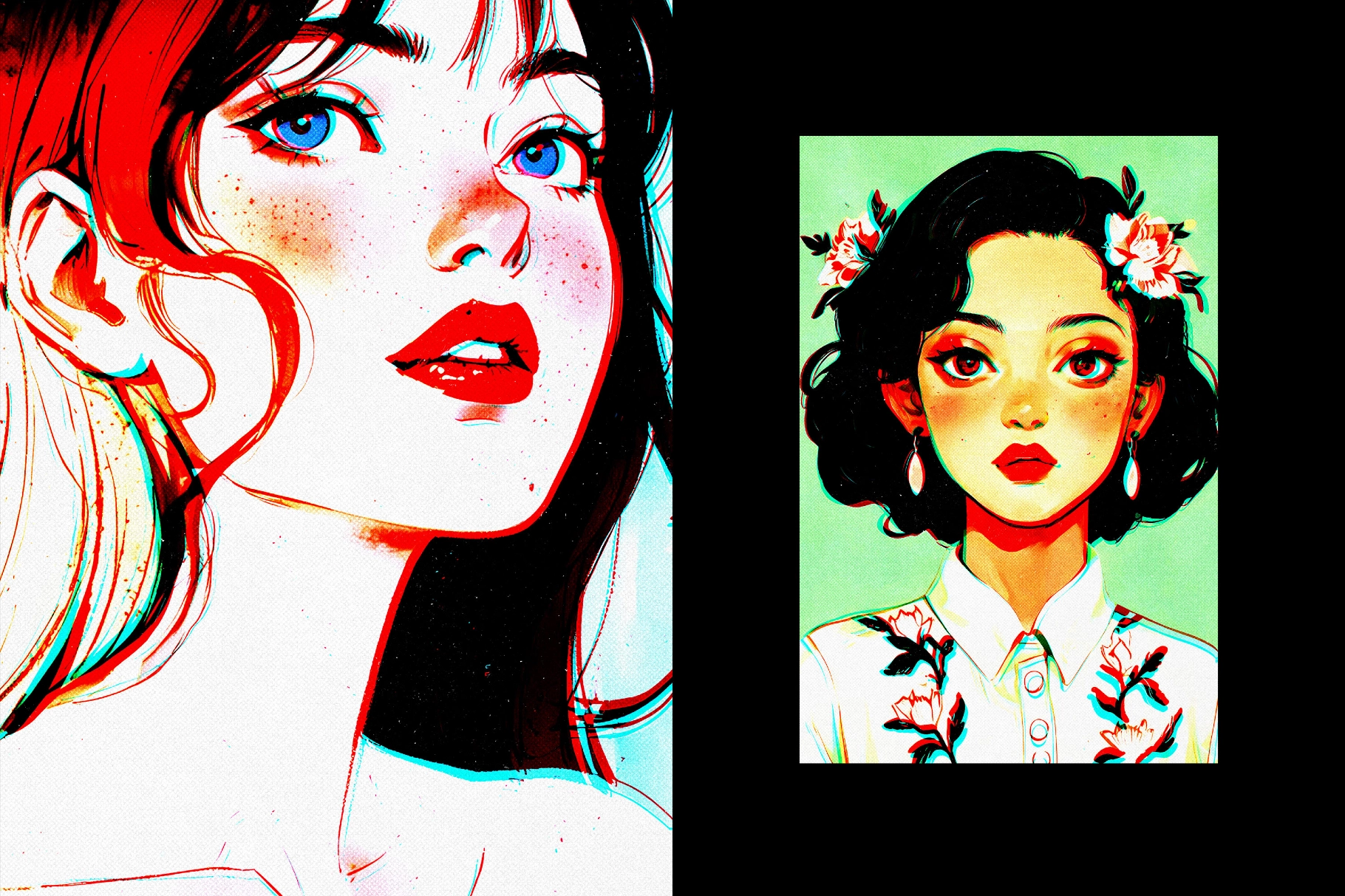 Halftone Glitch Print Effect