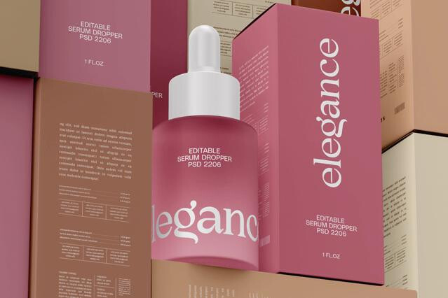 Cosmetic Serum Dropper Bottle Mockup