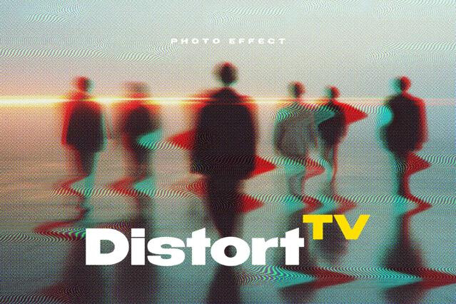 Distort TV Screen Photo Effect