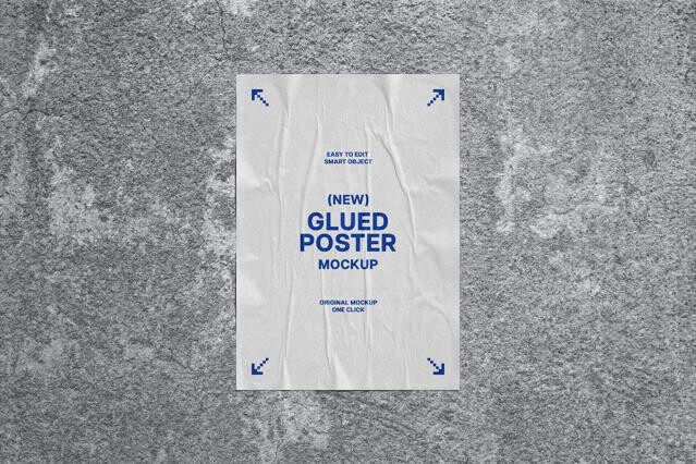Glued Poster Mockup