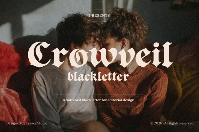 Crowveil Blackletter — Soft Editorial Gothic Font